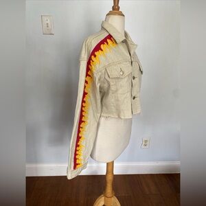 Dolls Kill Crop Flame Jean Button Up Jacket Size‎ S